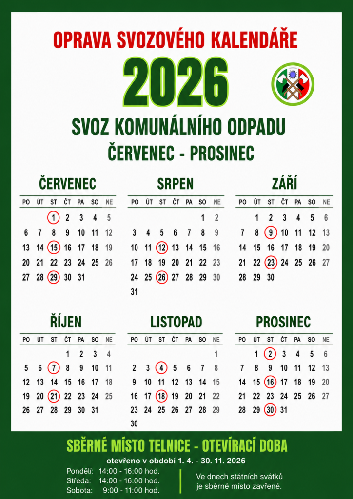 UPOZORNĚNÍ-Oprava svozového kalendáře 1